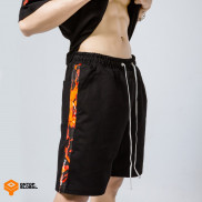 Quần short nam kaki lưng thun màu đen ONTOP - Fire Track